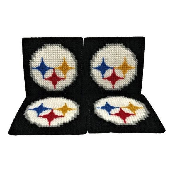 Pittsburgh Steelers NFL Football Fan Coaster Set Plastic Canvas Handmade - Picture 1 of 7